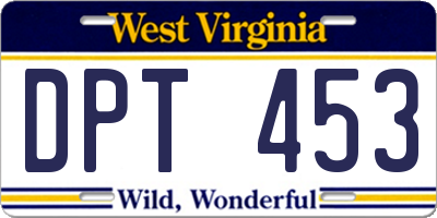 WV license plate DPT453
