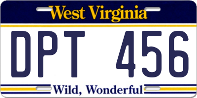 WV license plate DPT456