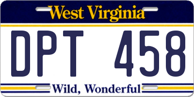 WV license plate DPT458