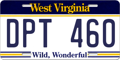 WV license plate DPT460