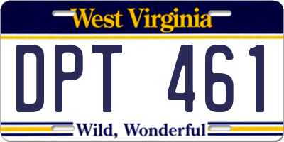 WV license plate DPT461