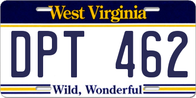 WV license plate DPT462