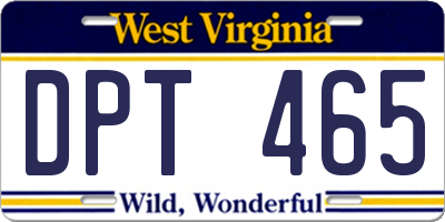WV license plate DPT465