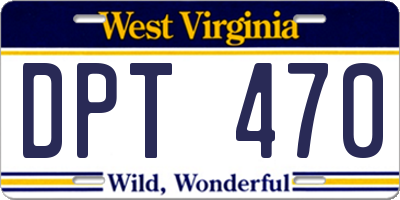 WV license plate DPT470