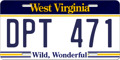 WV license plate DPT471