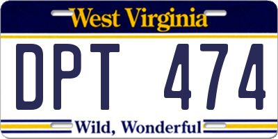 WV license plate DPT474