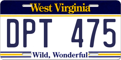 WV license plate DPT475