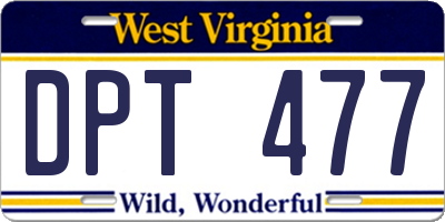 WV license plate DPT477