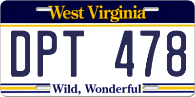 WV license plate DPT478