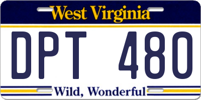 WV license plate DPT480