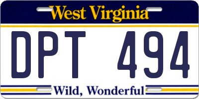 WV license plate DPT494
