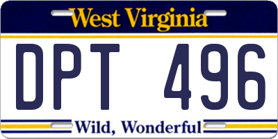WV license plate DPT496