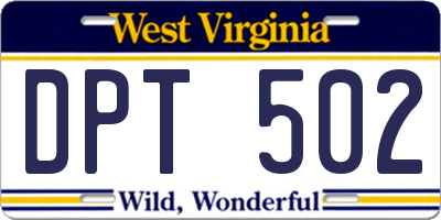 WV license plate DPT502