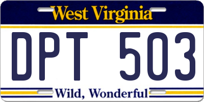 WV license plate DPT503