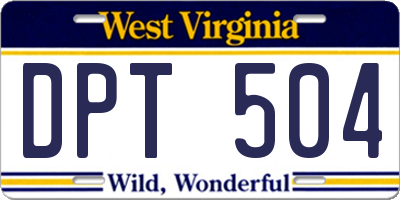 WV license plate DPT504