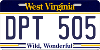 WV license plate DPT505