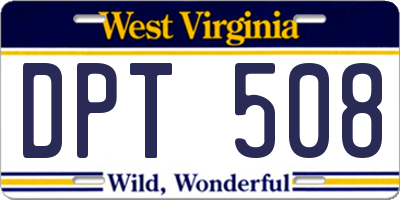 WV license plate DPT508