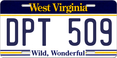 WV license plate DPT509