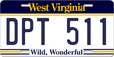 WV license plate DPT511