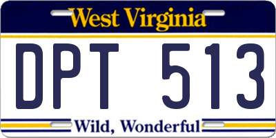 WV license plate DPT513