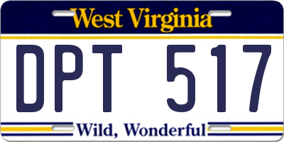 WV license plate DPT517