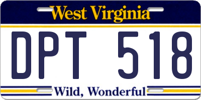 WV license plate DPT518