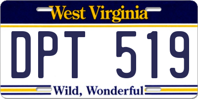 WV license plate DPT519