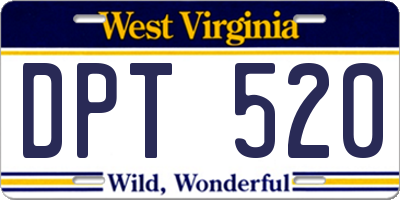 WV license plate DPT520