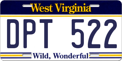 WV license plate DPT522