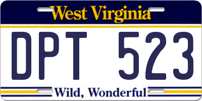 WV license plate DPT523