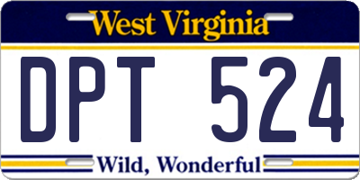 WV license plate DPT524