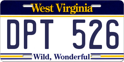 WV license plate DPT526
