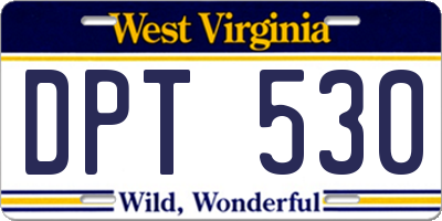 WV license plate DPT530
