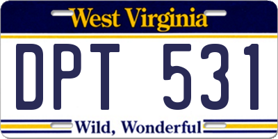 WV license plate DPT531