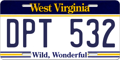 WV license plate DPT532