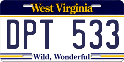 WV license plate DPT533