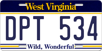 WV license plate DPT534