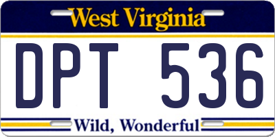 WV license plate DPT536