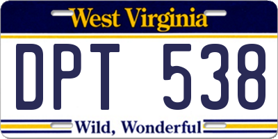 WV license plate DPT538
