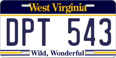 WV license plate DPT543