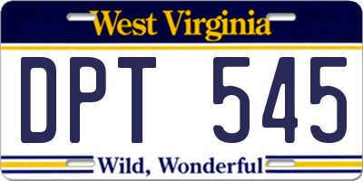 WV license plate DPT545