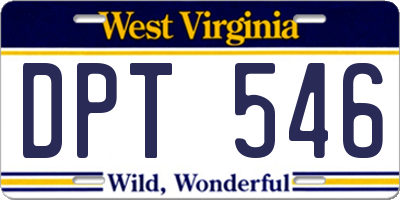 WV license plate DPT546