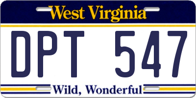 WV license plate DPT547