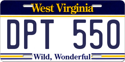 WV license plate DPT550