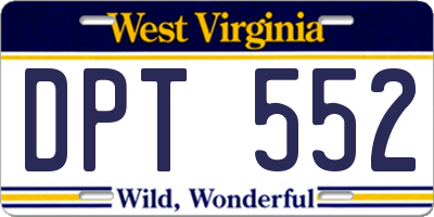 WV license plate DPT552