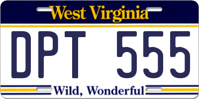 WV license plate DPT555