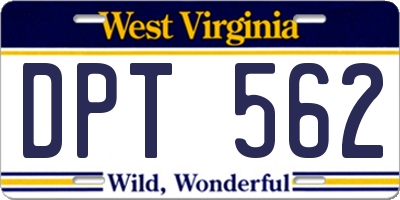 WV license plate DPT562