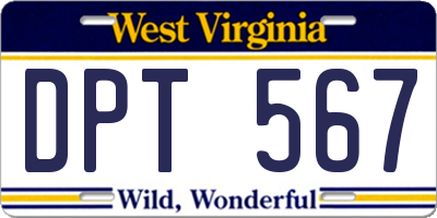 WV license plate DPT567