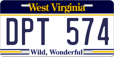 WV license plate DPT574