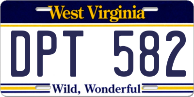 WV license plate DPT582